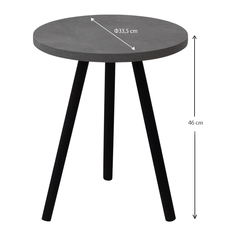 Roma Megapap melamine side table in retro grey color 33,5x33,5x46cm.