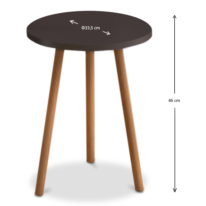 Roma Megapap melamine side table in brown color 33,5x33,5x46cm.