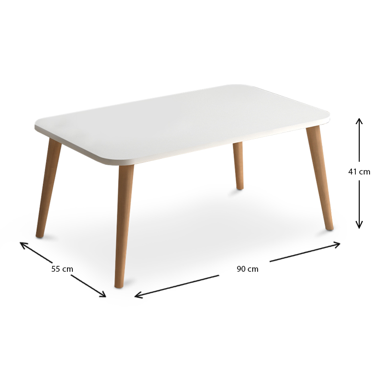 Soul Megapap melamine coffee table in white color 90x55x41cm.