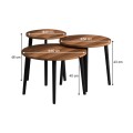 Roma Megapap melamine coffee table set of 3 in walnut color Φ60x46cm.