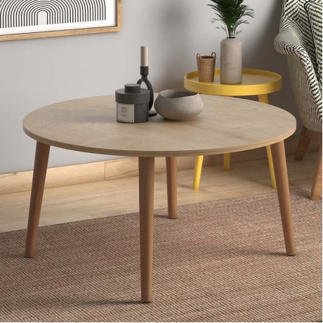 Τραπεζάκι σαλονιού Circle Megapap χρώμα oak 90x90x40εκ.