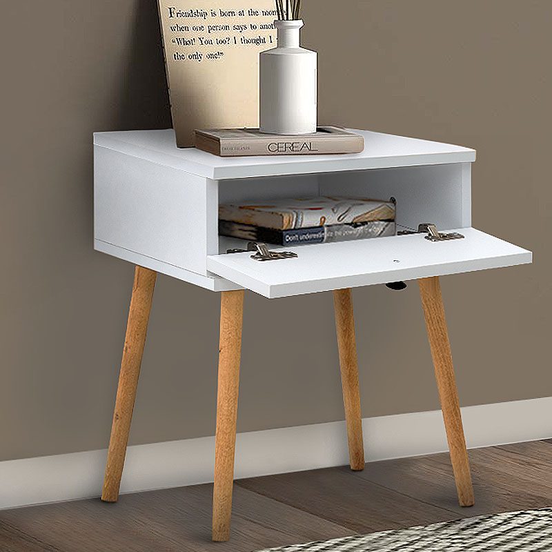 Pauline Megapap melamine bedside table in white color 45x35x61cm.