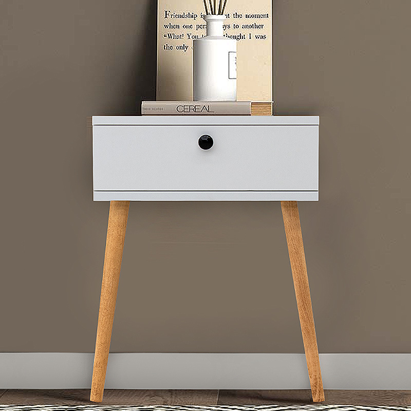 Pauline Megapap melamine bedside table in white color 45x35x61cm.