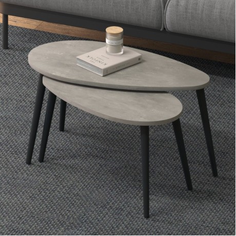 Spline Megapap melamine set of two pieces coffee tables in grey retro color 80x40x46cm.