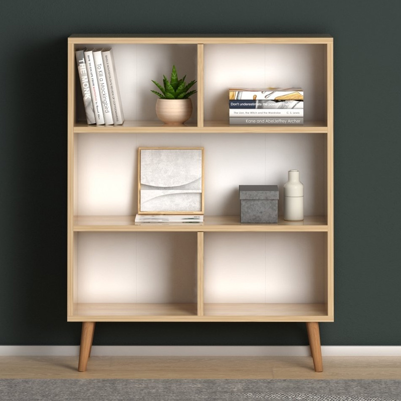 Cube Megapap melamine bookcase in oak color 80x24x100cm.