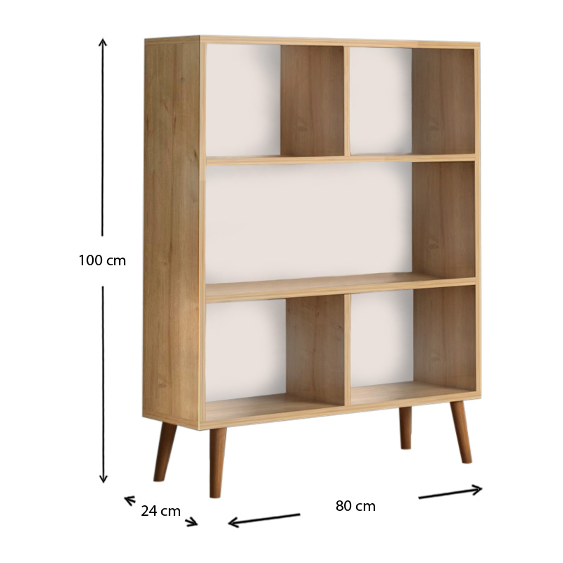 Cube Megapap melamine bookcase in oak color 80x24x100cm.