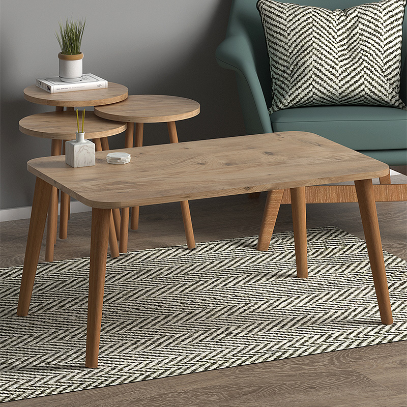 Soul Megapap melamine coffee table set of 4 in oak color 90x55x43cm.