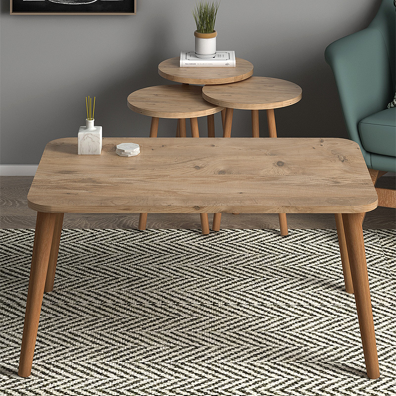 Soul Megapap melamine coffee table set of 4 in oak color 90x55x43cm.