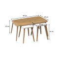 Oliva Megapap melamine coffee table set of 3 in oak - white color 90x55x46cm.