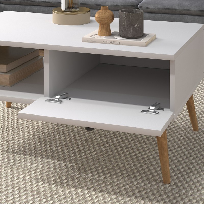 Napoli Megapap melamine coffe table in white color 90x50x44cm.