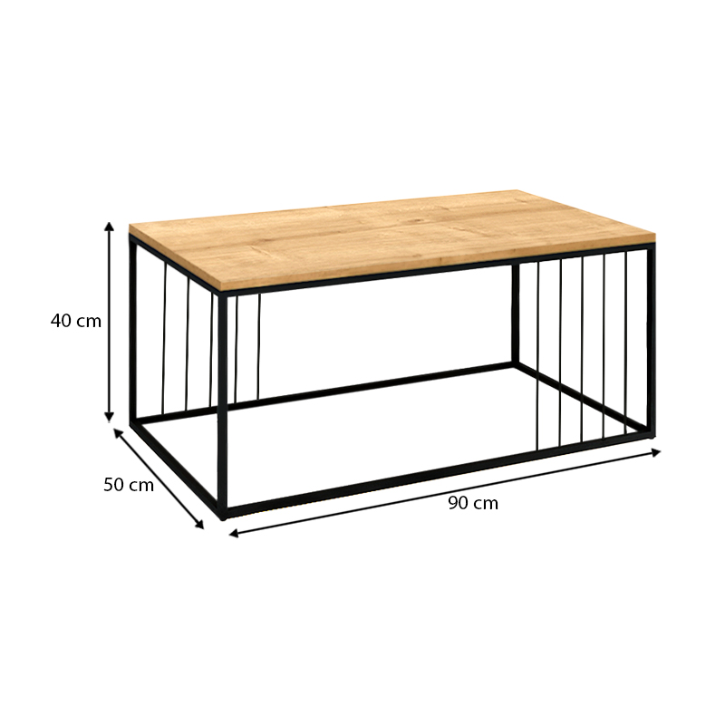 Halbert Megapap metallic - melamine coffee table in sonoma - anthracite color 90x50x40cm.