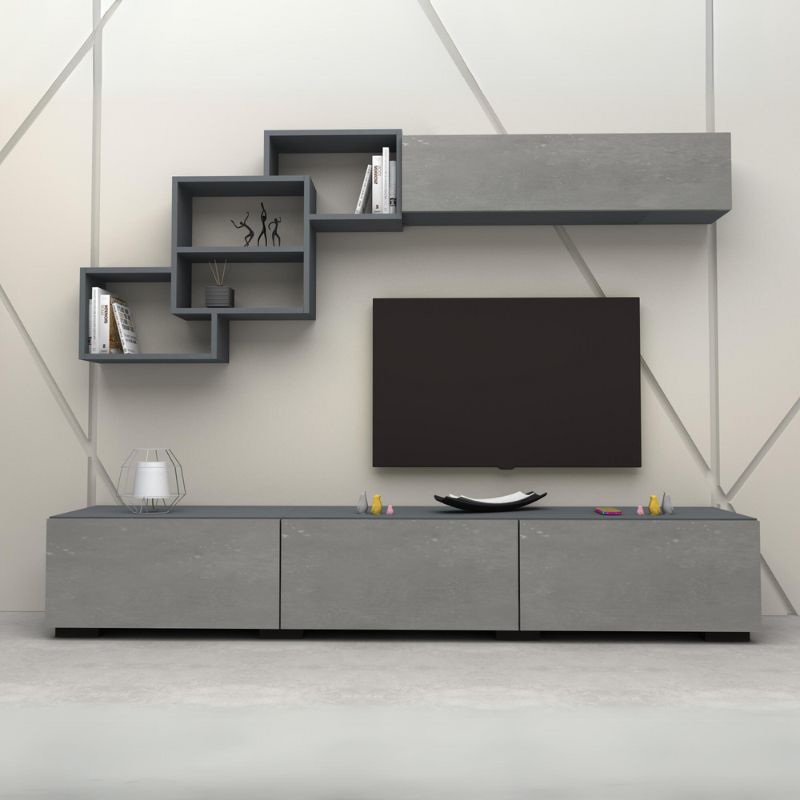 Free Megapap melamine TV unit in grey - anthracite color 210x35x38cm.