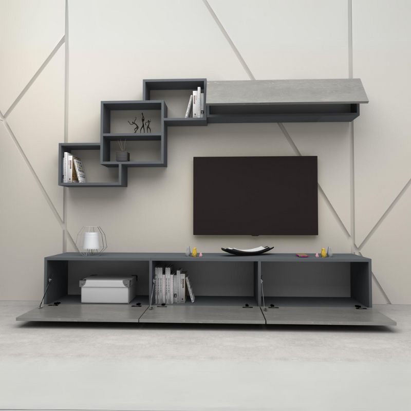 Free Megapap melamine TV unit in grey - anthracite color 210x35x38cm.