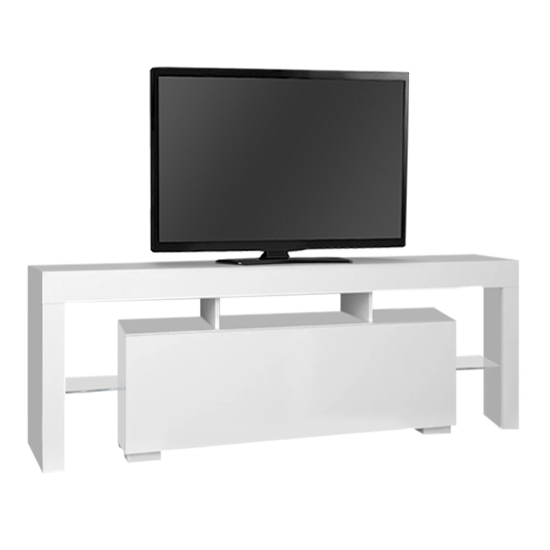 Stilo Megapap melamine TV furniture in white color 150x37x52cm.