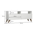 Inci Megapap melamine TV furniture in white color 120x35x50cm.