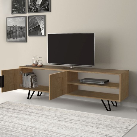 Foot Megapap melamine TV furniture in sonoma color 160x35x49cm.