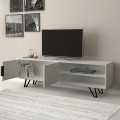 Έπιπλο τηλεόρασης Foot Megapap χρώμα λευκό 160x35x49εκ.