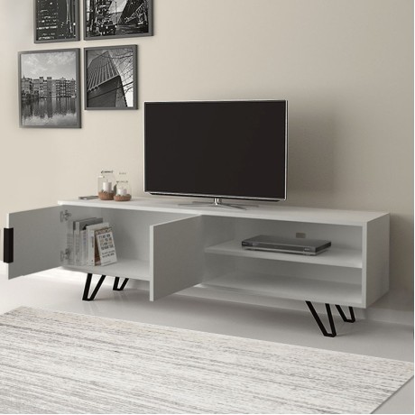 Έπιπλο τηλεόρασης Foot Megapap χρώμα λευκό 160x35x49εκ.