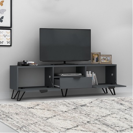 Έπιπλο τηλεόρασης Jasmine Megapap χρώμα ανθρακί 170x35x50εκ.