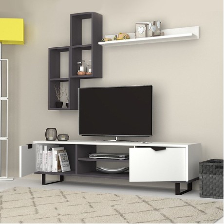 Σύνθεση τηλεόρασης Lonsa Megapap χρώμα λευκό 160x35x40εκ.