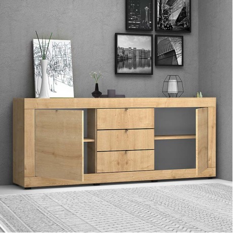 Ocean Megapap melamine buffet in sonoma color 240x45x86cm.