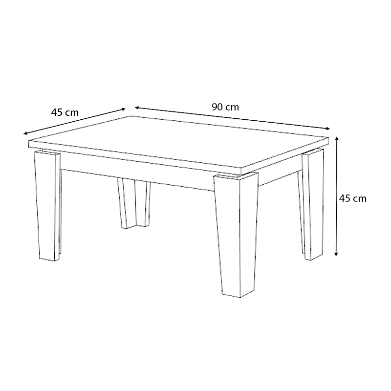Growth Megapap melamine coffee table in white color 90x45x45cm.
