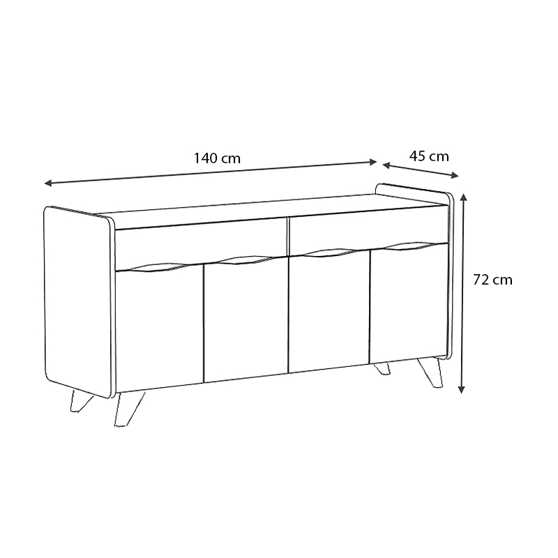 Sila Megapap melamine buffet in white color 140x45x72cm.