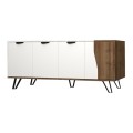 Μπουφές Jasmine Megapap χρώμα λευκό - καρυδί 160x45x78εκ.