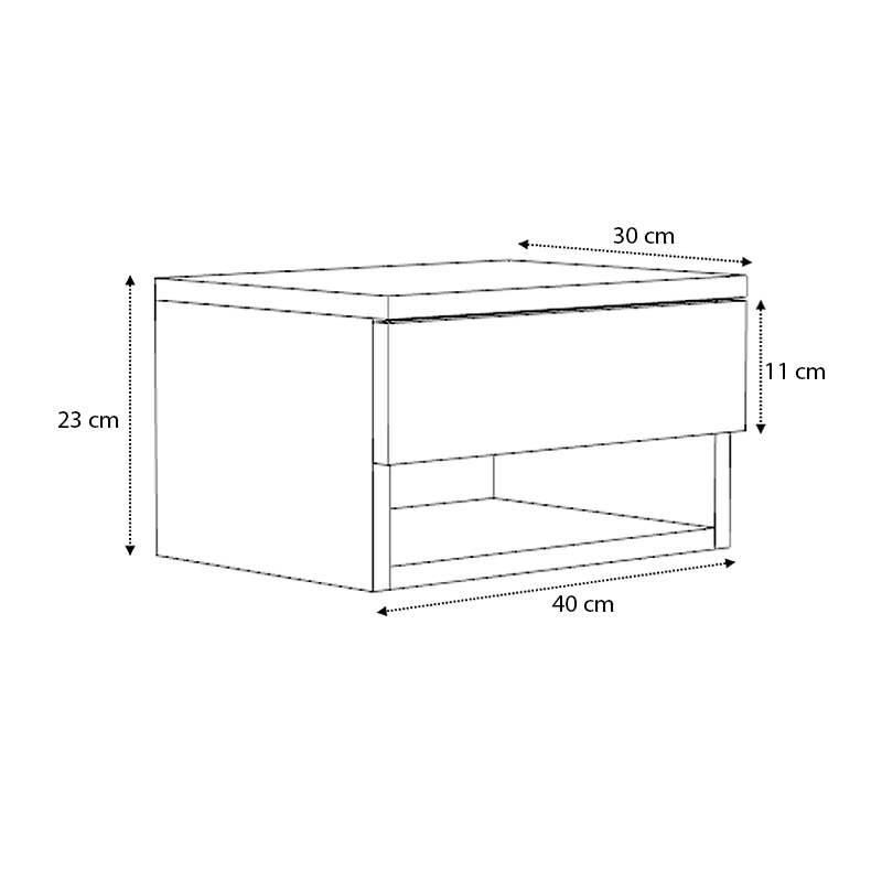 Mary Megapap melamine hanging bedside table in white color 40x30x23cm.