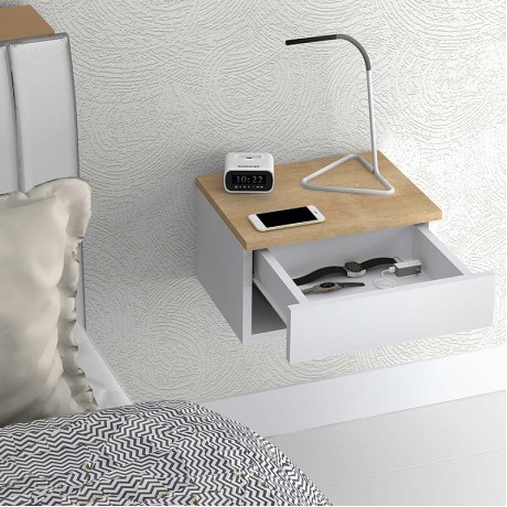 Mary Megapap melamine hanging bedside table in sonoma - white color 40x30x23cm.