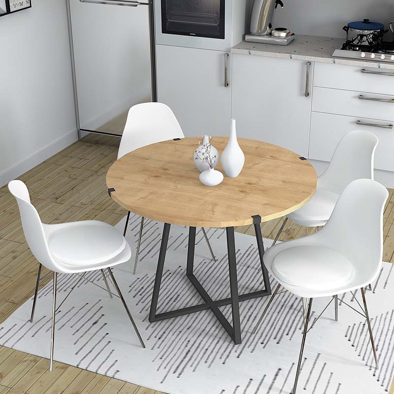 Rubes Megapap metallic - melamine table in anthracite - sonoma color 100x100x78cm.