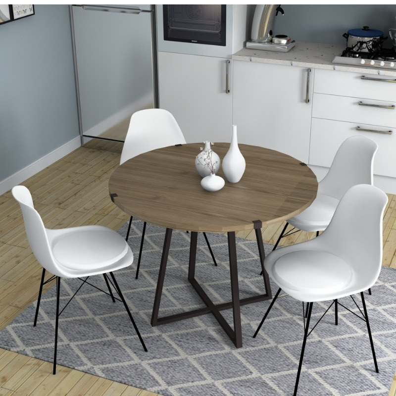 Rubes Megapap metallic - melamine table in anthracite - walnut color 100x100x78cm.