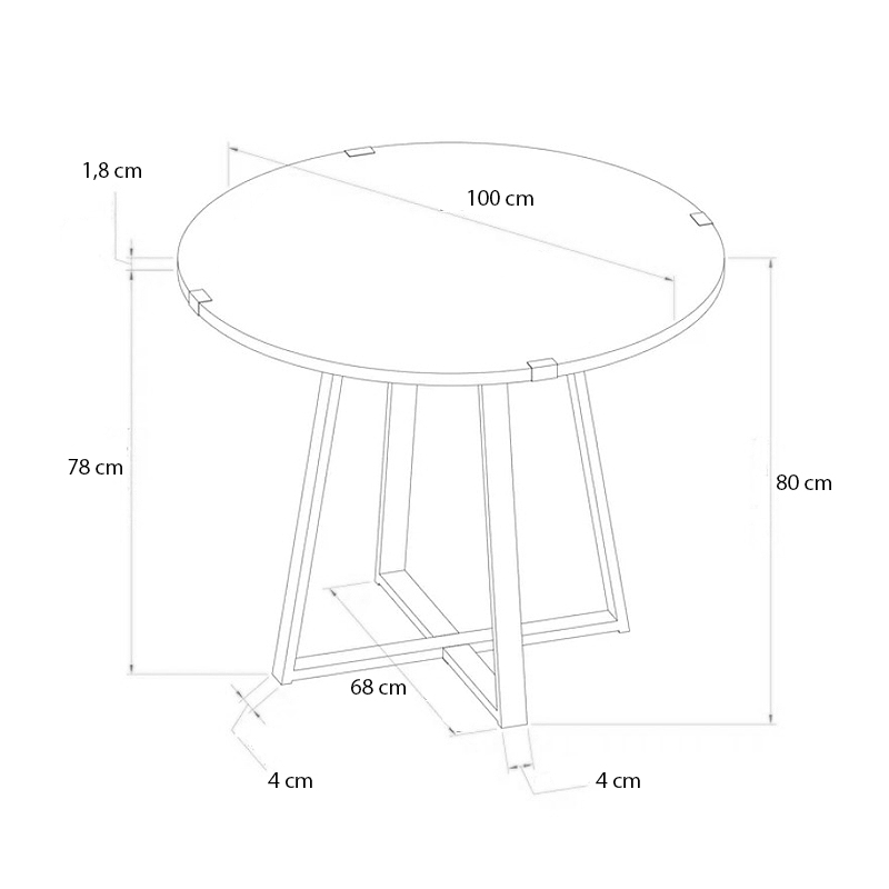 Rubes Megapap metallic - melamine table in anthracite - walnut color 100x100x78cm.