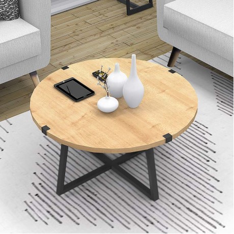 Mauricio Megapap metallic - melamine coffee table in sonoma - anthracite color 78x78x43cm.