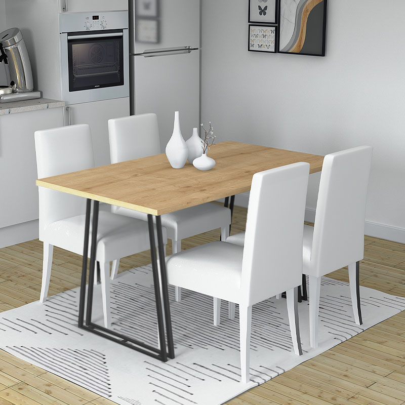 Gable Megapap metallic - melamine table in sonoma - anthracite color 140x80x76cm.