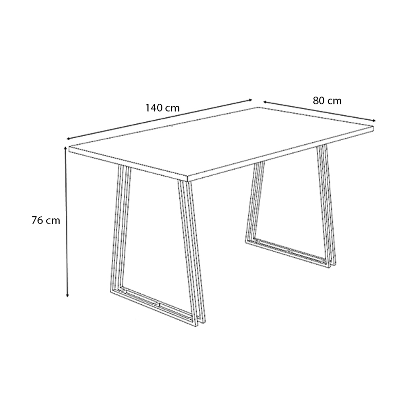 Gable Megapap metallic - melamine table in sonoma - anthracite color 140x80x76cm.