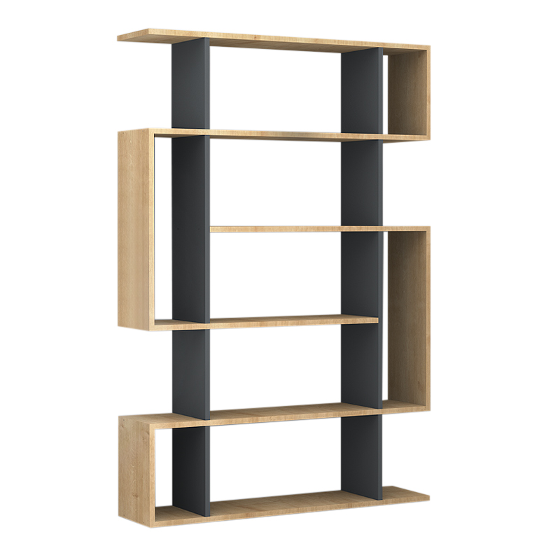 Clint Megapap melamine bookcase in sonoma - anthracite color 108x25x161cm.