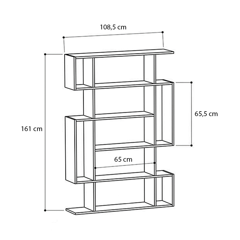 Clint Megapap melamine bookcase in sonoma - anthracite color 108x25x161cm.