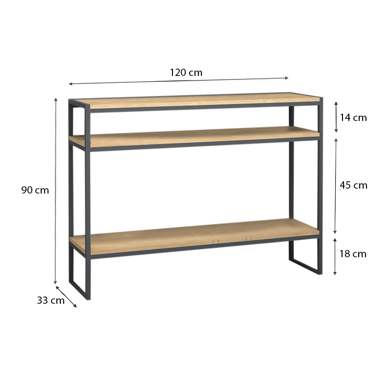 Κονσόλα New Smart Megapap χρώμα oak 120x33x90εκ.