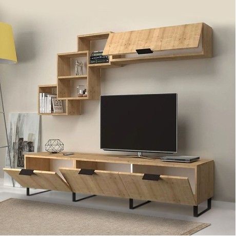 Heydar Megapap melamine TV unit in sonoma color 210x35x40cm.