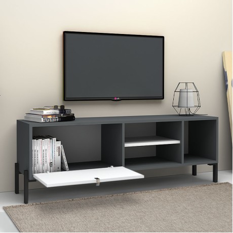 Hedda Megapap melamine TV furniture in grey - white color 160x35x50cm.