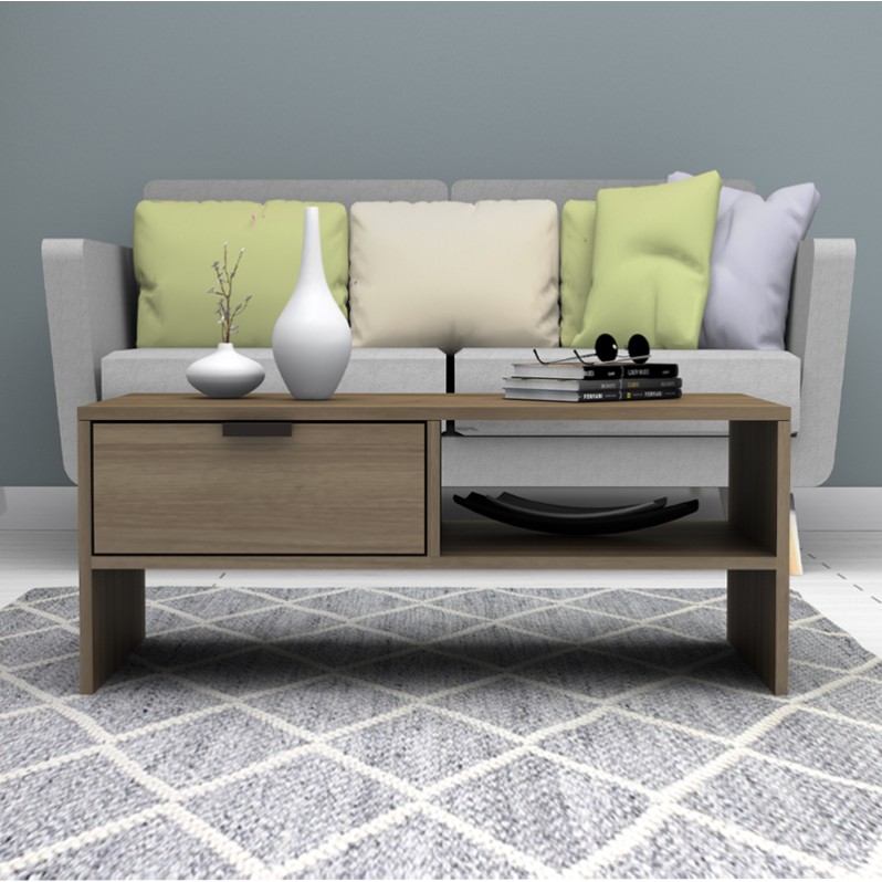 Galaxy Megapap melamine coffee table in walnut color 100x50x42cm.