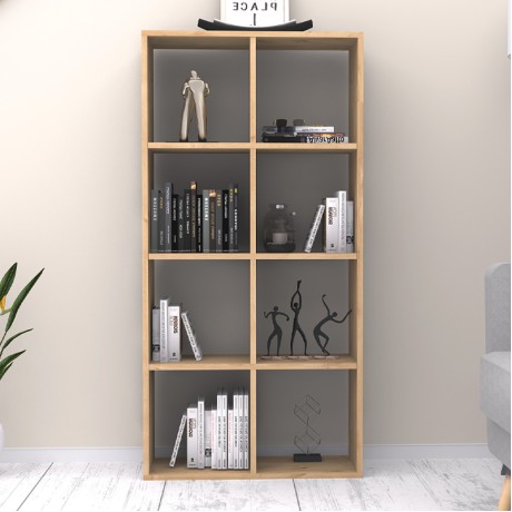 Anser Megapap melamine bookcase in oak color 69.8x29x142cm.