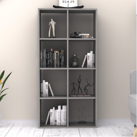 Βιβλιοθήκη Anser Megapap χρώμα γκρι σκυροδέματος 69,8x29x142εκ.