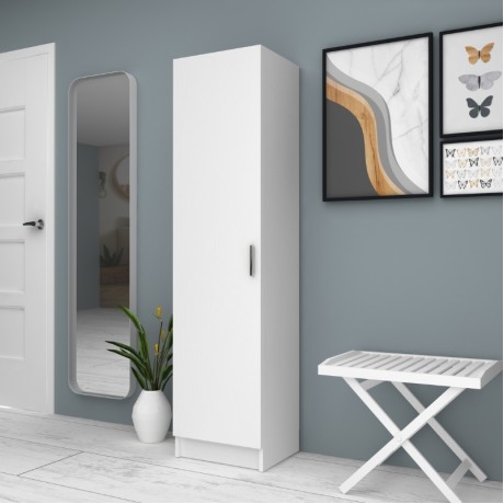 Petro Megapap melamine single-door wardrobe - shoe rack in white color 45x38x180cm.