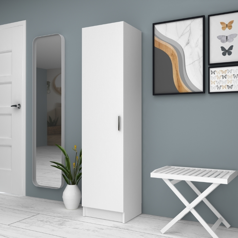 Petro Megapap melamine single-door wardrobe - shoe rack in white color 45x38x180cm.