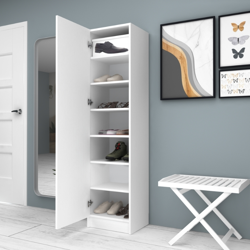 Petro Megapap melamine single-door wardrobe - shoe rack in white color 45x38x180cm.