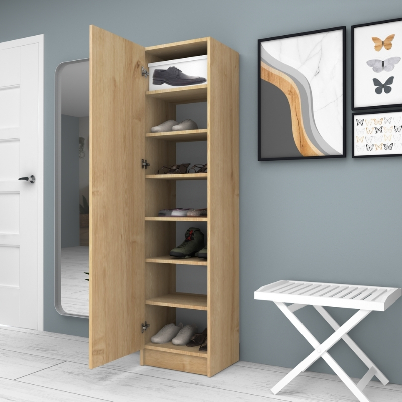Petro Megapap melamine single-door wardrobe - shoe rack in oak color 45x38x180cm.