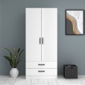 Ricardo Megapap two doors melamine wardrobe in white color 80x51,8x181cm.
