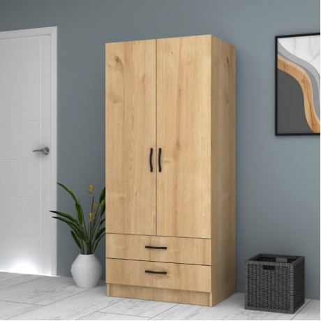 Ricardo Megapap two doors melamine wardrobe in oak color 80x51,8x181cm.